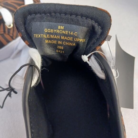 NEW! GUESS Tiger Animal Print Sneakers Womens 8 Brown Velour Avant Garde Glam - Picture 16 of 16